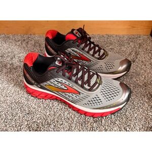 Brooks Ghost 9 Mens Running Shoes Grey Black Red 1102331D999 Size 10 Sneakers